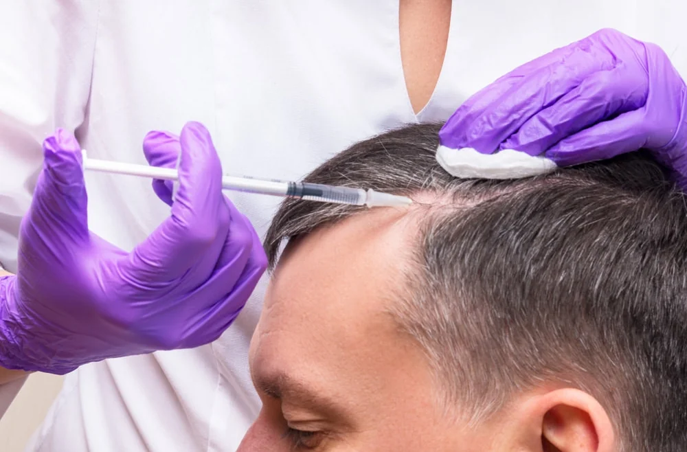 A clinician performing a supervised scalp treatment